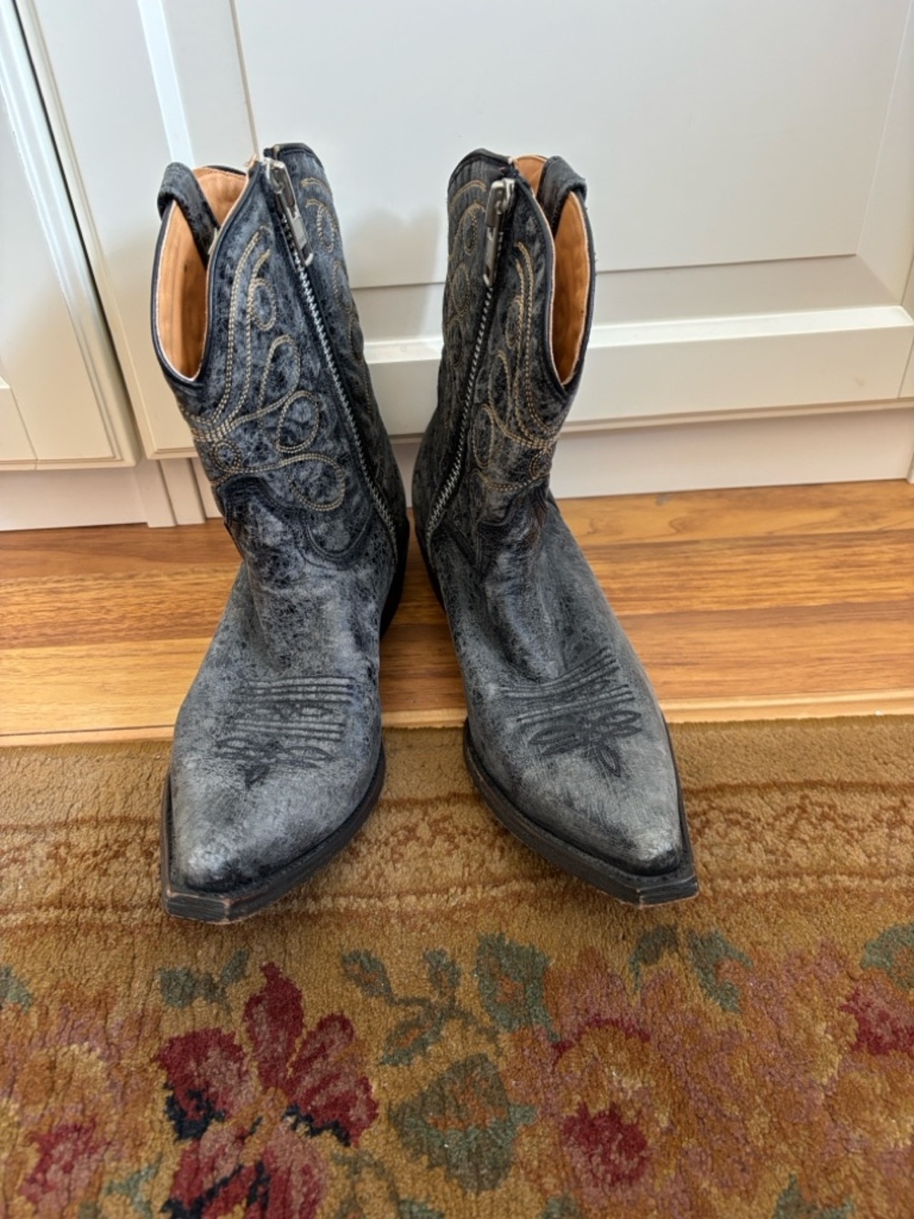 John Stetson Western Distressed Cowboy boots Gray Size 8.5